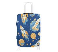 SyXIOP Blue Cartoom Rockets - Copertura elastica per valigie, lavabile, adatta per bagagli da 45-81 cm, Razzi Cartone Animato Blu, XL 29-32 in, Classico