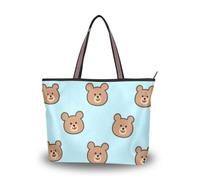 SyXIOP Blue Cartoon Bear tessuto di seta con cerniera donna tote bag comode borse e borse per ballo di fine anno, fidanzamento, cocktail party matrimonio, Orso Blu Cartoon, Medium