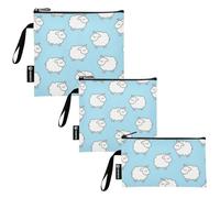 SyXIOP Blue Cartoon Sheep - Confezione da 3 sacchetti riutilizzabili per panini, snack, multiuso, adatti per alimenti, per lavoro, picnic o viaggi