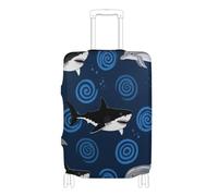 SyXIOP Blue Circles Sharks - Coperture elastiche per bagagli, antigraffio, per valigie, adatte per bagagli da 45-81 cm, Squali Cerchi Blu, S 18-20 in, Classico
