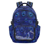 SyXIOP Blue Peacock Feathers Zaino trasparente per bambini carino robusto zaino per libri con cinturino rinforzato per scuola viaggi all'aperto, età 7-18 mochila de viaje para nina