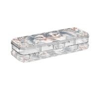 SyXIOP Boemia grigio lupo fiori progettato plastica matita box doppio ponte penne Casranclear duro per forniture d'arte con scatto e coperchio