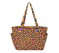 SyXIOP Borsa a mano da donna, borsa da lavoro, alla moda, colore leopardato arancione