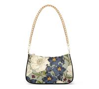 SyXIOP Borsa a tracolla alla moda con camelie blu e bianche con tasche multiple essenziali per le donne