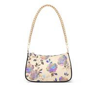 SyXIOP Borsa a tracolla da donna in pelle alla moda con fiore rosa viola con tasche multiple per donne signore