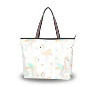 SyXIOP Borsa a tracolla da donna in tessuto di seta con fenicottero rosa semplice foderato con cerniera per donne per tutti i giorni e viaggi, Fenicottero rosa a righe semplici, Large