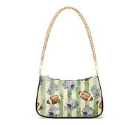 SyXIOP Borsa a tracolla da uomo a righe verde e beige con casco da rugby alla moda con tasche multiple per le donne per la corsa