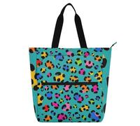 SyXIOP Borsa a tracolla per bambini e ragazze, alla moda, colore leopardato, color foglia di tè, impermeabile, con tasche con cerniera per la scuola e il tempo di gioco bolsa de tela para