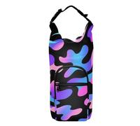 SyXIOP Borsa a tracolla per bottiglia d'acqua mimetica fluo viola, nero, blu, borsa pieghevole con portabottiglie da 50/60/81/1134 ml, per passeggiate quotidiane, escursioni e altre attività