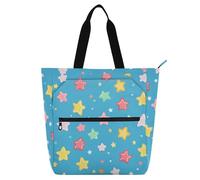 SyXIOP Borsa a tracolla per libri per bambini per gli amanti dei libri, con stelle, colorata, resistente ai graffi, con tasche, per università, shopping, spiaggia, mochilas para lectores