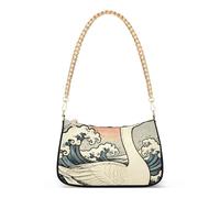 SyXIOP Borsa a tracolla trapuntata alla moda con onde marine oceaniche giapponesi con tasche multiple per donne essenziali per le donne