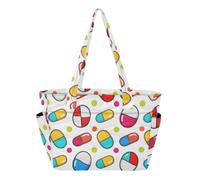 SyXIOP Borsa da donna pieghevole con motivo a pois e pillole colorate