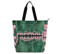SyXIOP Borsa per bambini carina per bambini, donne, uomini, libertà, resistente all'acqua, riutilizzabile, borsa per libri con cerniera per scuola, shopping, viaggi, bolso para libros