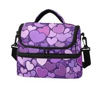 SyXIOP Borsa per il pranzo a doppio strato viola cuore morbido raffreddamento scatole di raffreddamento? con tracolla staccabile per gli uomini lavoro campeggio spiaggia viaggi para comida Caliente