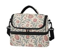 SyXIOP Borsa per il pranzo a doppio strato William Morris Tulipani carta da parati impermeabile Cooler Lunch Tote Borse con tracolla staccabile per spiaggia, viaggi, auto termica para Frio y calienta