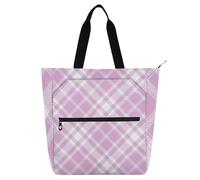 SyXIOP Borsa per libri Art Tote Bag per gli amanti dei libri, a scacchiera rosa e viola, facile da pulire, resistente, per insegnanti, biblioteca, per scuola, shopping, viaggi, bolso para libros de