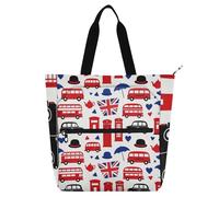 SyXIOP Borsa per libri Art Tote Bag per ragazzi ragazze donne, Londra Gran Bretagna Inglese Regno Unito Design minimalista Scuola Beach Bag con cerniera per la scuola Shopping Beach bolsa para llevar