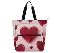SyXIOP Borsa per libri Art Tote Bag per ragazzi ragazze donne, San Valentino cuore rosso resistente all'acqua borse tote per insegnanti borse con tasche interne per la scuola shopping spiaggia bolsa