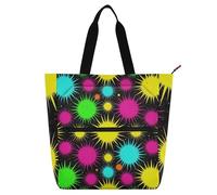 SyXIOP Borsa per libri Art Tote Bag per ragazzi ragazze donne, vernice arcobaleno al neon modello senza cuciture resistente agli strappi Heavy Duty riutilizzabile biblioteca borsa libro per scuola