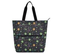 SyXIOP Borsa per libri artistica per bambini e adulti, stile Rottweiler stelle giada grande borsa della spesa riutilizzabile con cerniera per la scuola shopping viaggi tela para