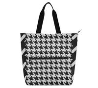 SyXIOP Borsa per libri Borsa per libri per bambini, donne e uomini, classico nero bianco pied de poule design minimalista borsa per lezioni di pianoforte per college shopping spiaggia para libros