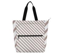 SyXIOP Borsa per libri Borsa per libri per bambini studenti adulti, strisce marroni Tasca esterna con cerniera Biblioteca Book Bag con cerniera per la scuola Shopping Viaggi bolso para libros