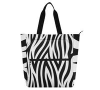 SyXIOP Borsa per libri Borsa per libri per gli amanti dei libri, stampa zebre nero bianco resistente all'acqua Heavy Duty insegnante Tote Bag per scuola lavoro viaggi para libros de