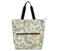 SyXIOP Borsa per libri per bambini, donne e uomini, motivo retrò arancione con rose William Morris, impermeabile, borsa per libri da biblioteca con cerniera per scuola, shopping, spiaggia, mochilas