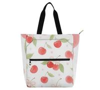 SyXIOP Borsa per libri per bambini, donne, uomini, acquerello rosso ciliegia fiocco design minimalista borsa della spesa riutilizzabile con cerniera per la scuola shopping spiaggia bolsos para guardar
