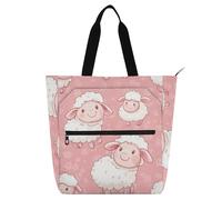 SyXIOP Borsa per libri per bambini, donne, uomini, cartoni animati, carino, pecora, bianca, robusta, borsa per lezioni di pianoforte, per università, shopping, spiaggia, para libros de