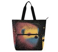 SyXIOP Borsa per libri per bambini e adulti, Crazy Creatures Hedgehog Galaxy Borse resistenti agli strappi Borsa per la spesa Borsa da spiaggia con tasche con cerniera per la scuola, lo shopping, la