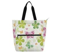 SyXIOP Borsa per libri per bambini e adulti, St Green Boho Farfalla antigraffio Biblioteca Book Bag con cerniera per la scuola Shopping Grocery bolso para libros de lectura