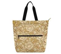 SyXIOP Borsa per libri per bambini e adulti, vintage rosa William Morris gialla resistente ai graffi riutilizzabile borsa per libri con cerniera per la scuola shopping spiaggia bolso para libros