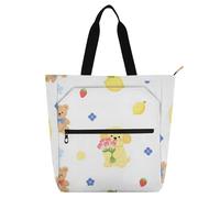 SyXIOP Borsa per libri per bambini per bambini donne uomini, acquerello Golden Retriever Teddy Bear borsa per lezioni di pianoforte resistente all'acqua per la scuola shopping viaggi tela para