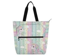 SyXIOP Borsa per libri per bambini per bambini ragazzi ragazze, carino e cartone animato unicorni rosa 600D Oxford tessuto Scuola Shopping Bag con cerniera per la scuola Shopping Travel bolsa de tela