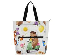 SyXIOP Borsa per libri per bambini per bambini ragazzi ragazze, cartone animato carino capibara antigraffio borsa per lezioni di pianoforte per scuola shopping viaggi para libros de lectura