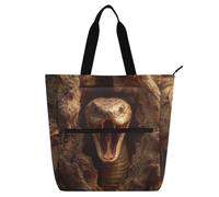 SyXIOP Borsa per libri per bambini per bambini, studenti, adulti, divertente, serpente 3d, animale, impermeabile, riutilizzabile, con cerniera, per università, shopping, spiaggia, bolsa de tela para