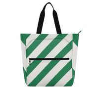 SyXIOP Borsa per libri per bambini per bambini studenti adulti, verde bianco a righe multiple tasche borsa per lezioni di pianoforte per scuola lavoro viaggi para libros de