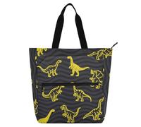 SyXIOP Borsa per libri per bambini per gli amanti dei libri, dinosauro animale fluorescente giallo tasche multiple resistente riutilizzabile biblioteca borsa per libri per scuola lavoro viaggi