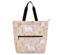 SyXIOP Borsa per libri per bambini per gli amanti dei libri, simpatica borsa da spiaggia con unicorni, facile da pulire, riutilizzabile, con cerniera, per scuola, shopping, drogheria para guardar