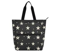 SyXIOP Borsa per libri per bambini per ragazzi ragazze donne, stelle bianche robuste borse tote per insegnanti borse con tasche interne per scuola lavoro viaggi bolsa de tela para