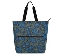 SyXIOP Borsa per libri per bambini per ragazzi ragazze donne, William Morris blu indaco floreale 600D tessuto Oxford per bambini arte borsa tote con cerniera per la scuola shopping spiaggia tela para