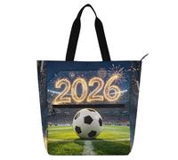 SyXIOP Borsa per libri per bambini, studenti, adulti, palla da calcio della Coppa del Mondo 2026, resistente ai graffi, resistente, riutilizzabile, borsa della spesa per la scuola, shopping, drogheria