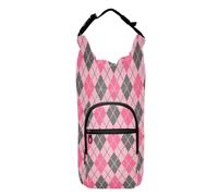 SyXIOP Borsa portaoggetti per bottiglie d'acqua con motivo a scacchi nero e rosa multi formato attrezzatura da trekking bottiglie d'acqua zaino 20/24/32/4 once per adulti bambini passeggiate