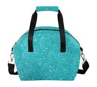 SyXIOP Borsa termica per il pranzo con glitter blu stellato brillante riutilizzabile per giovani donne a tenuta stagna termica pranzo borse termiche con tracolla rimovibile al lavoro lonchera para