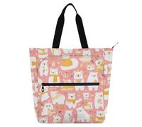 SyXIOP Borsa tote carina per bambini ragazzi ragazze, Mr & mrs Bear pesca oro borse a tracolla multiple con tasche con cerniera per scuola e tempo di gioco mochilas para lectores