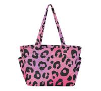 SyXIOP Borsa tote da donna con cerniera borsa da spiaggia neon sundown leopardo rosa nero