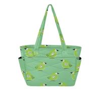 SyXIOP Borsa tote da donna con cerniera, borsa da spiaggia Oliver Jeffers stile kiwi giada uccello verde