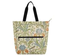 SyXIOP Borsa tote per bambini adulti, retro iris uccello William Morris beige resistente agli strappi per bambini borsa tote con cerniera per college shopping spiaggia bolsa de tela para