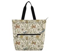 SyXIOP Borsa tote per bambini, borsa per libri con pianoforte, per bambini, donne, uomini, margherite e farfalle William Morris, beige, impermeabile, riutilizzabile, con cerniera, per scuola e tempo
